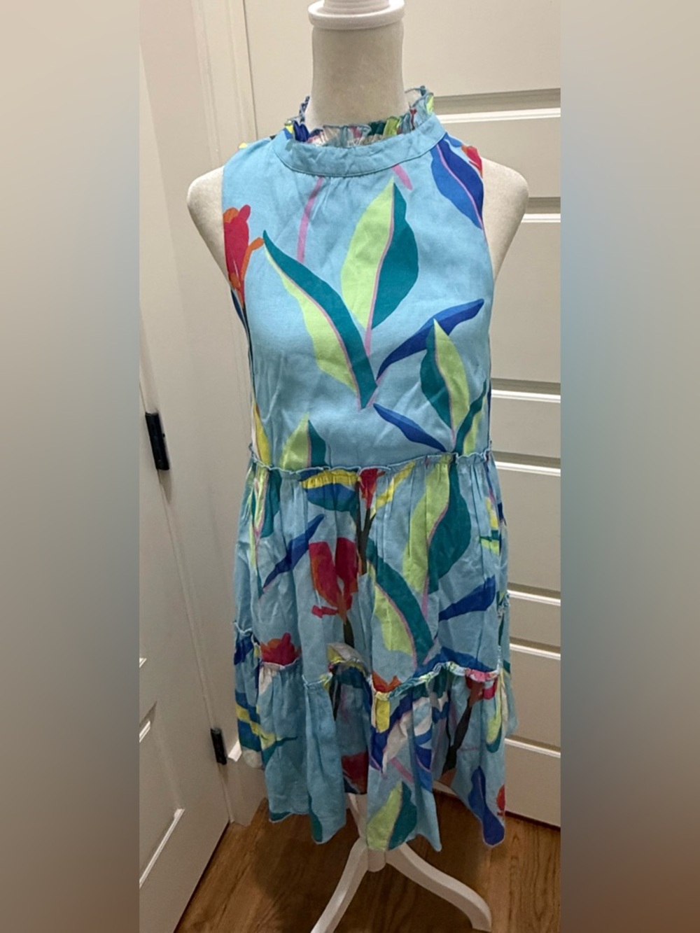 Oliphant. Ruffle Tiered Silk Blend Short Dress. Size XS. - Picture 5 of 11
